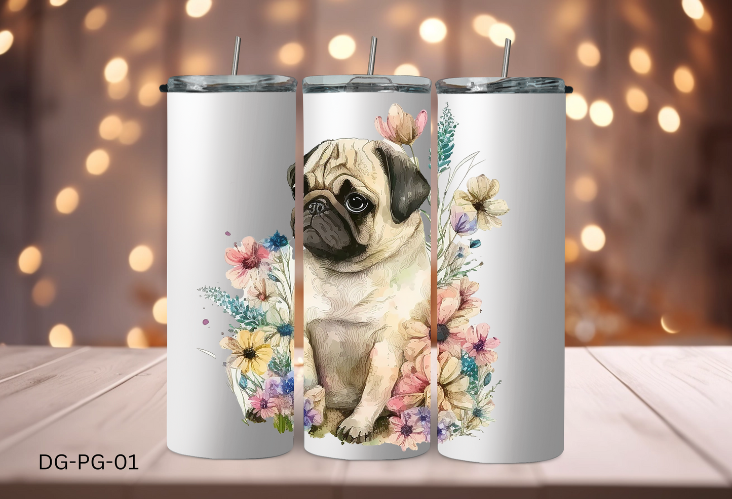 20oz Tumbler - Pug - DG-PG-01