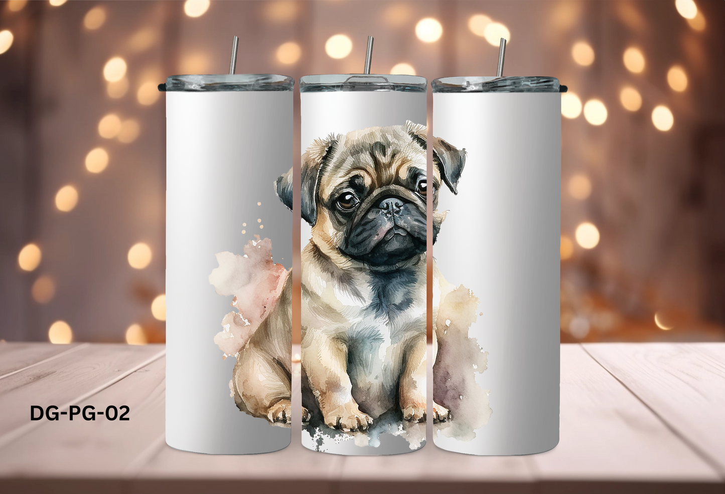 20oz (590mls) Tumbler - Pug - DG-PG-02