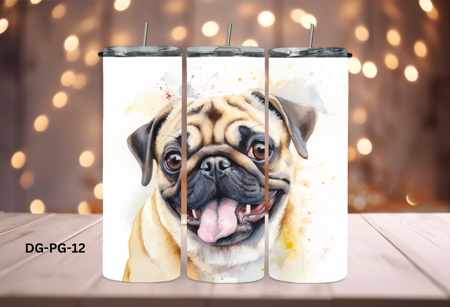 20oz (590mls) Tumbler - Pug - DG-PG-12