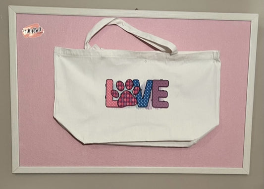 Tote Bag - Large - 'LOVE' paw prints