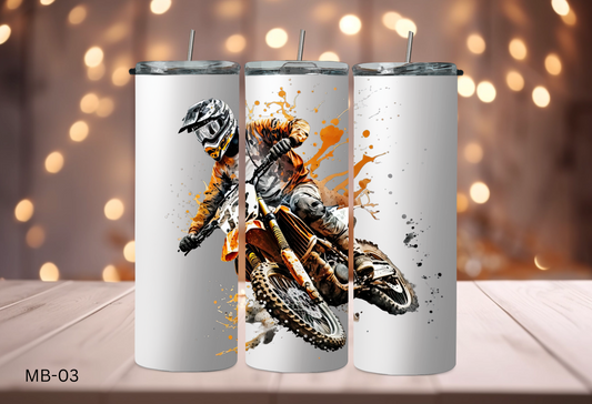 20oz (590mls) Tumbler - Motorbikes Orange - MB-03