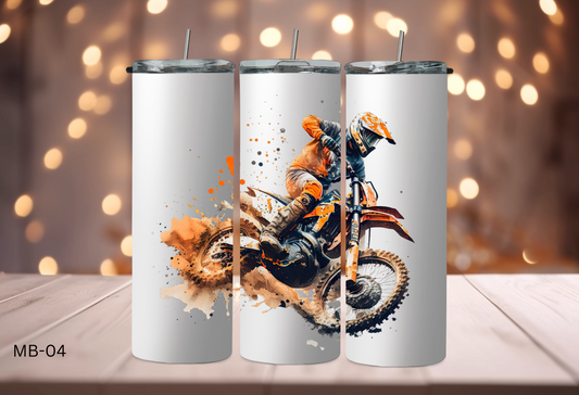 20oz (590mls) Tumbler - Motorbikes Orange - MB-04