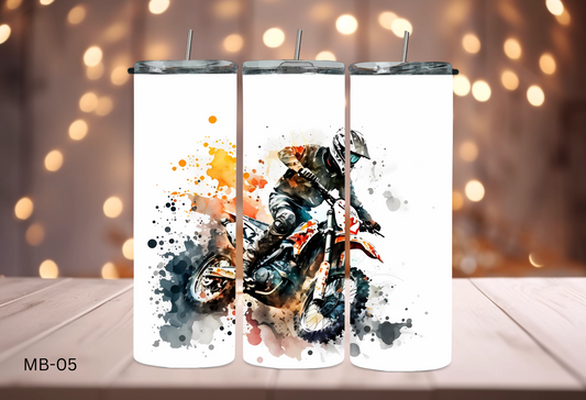 20oz (590mls) Tumbler - Motorbikes Orange - MB-05