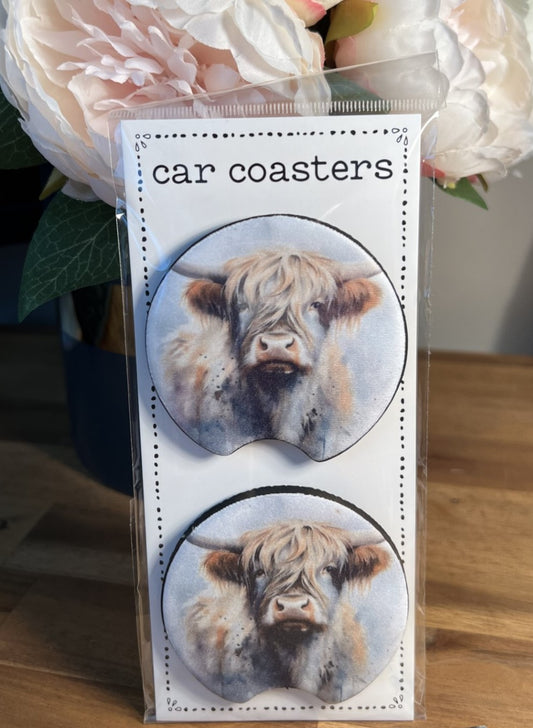 Car Coasters - Highland Cow