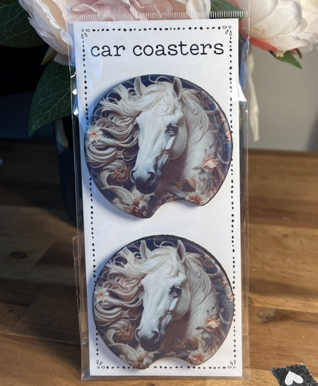 Car Coasters - White Horse