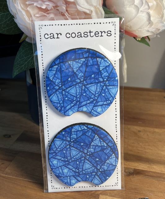 Car Coasters - Blue Pattern - Triangles