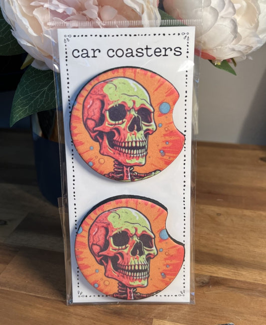 Car Coasters - Neon Skull