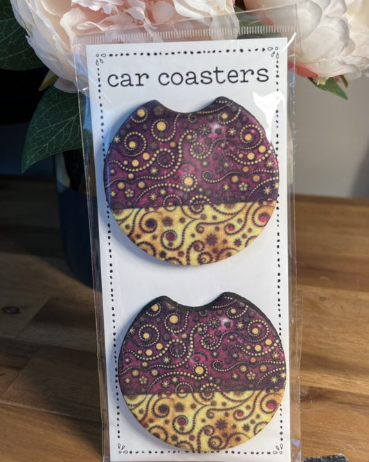 Car Coasters - Purple and Yellow Swirls