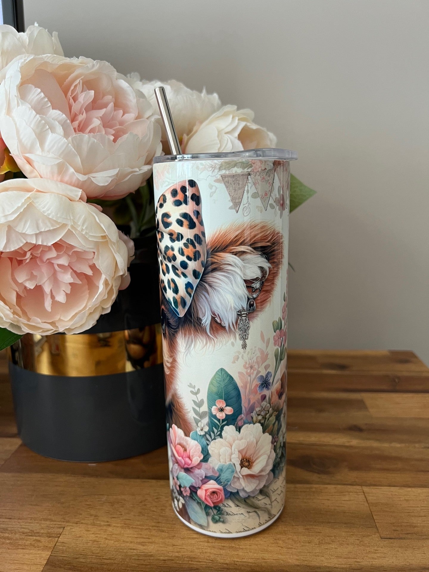 20oz (590mls) Tumbler - COW - COW -MD-01 Floral Cow with Bow