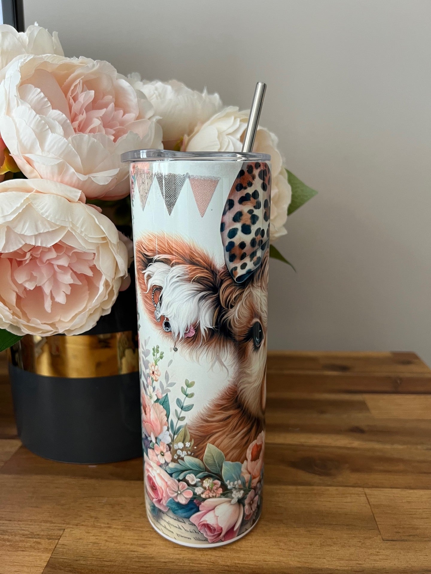 20oz (590mls) Tumbler - COW - COW -MD-01 Floral Cow with Bow