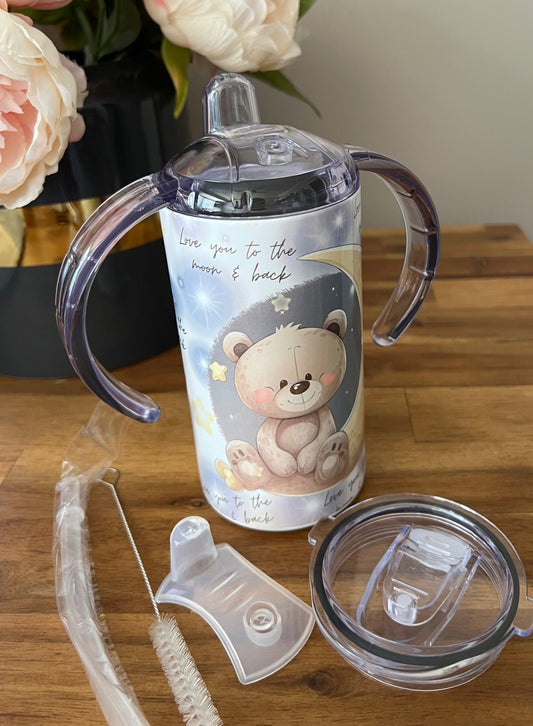 12oz (354mls) Sippy Cups - Bear, Moon, Stars - SC-BM-01