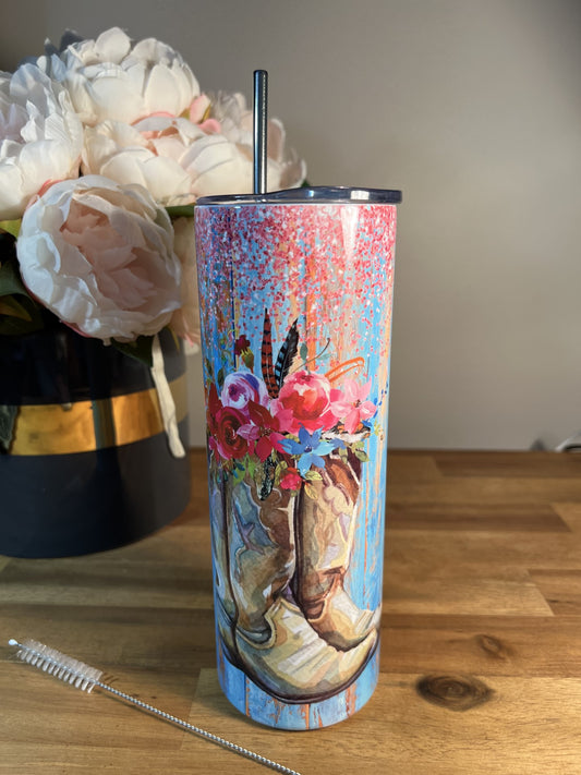 20oz (590mls) Tumbler - Cowgirl Boots - CG-23