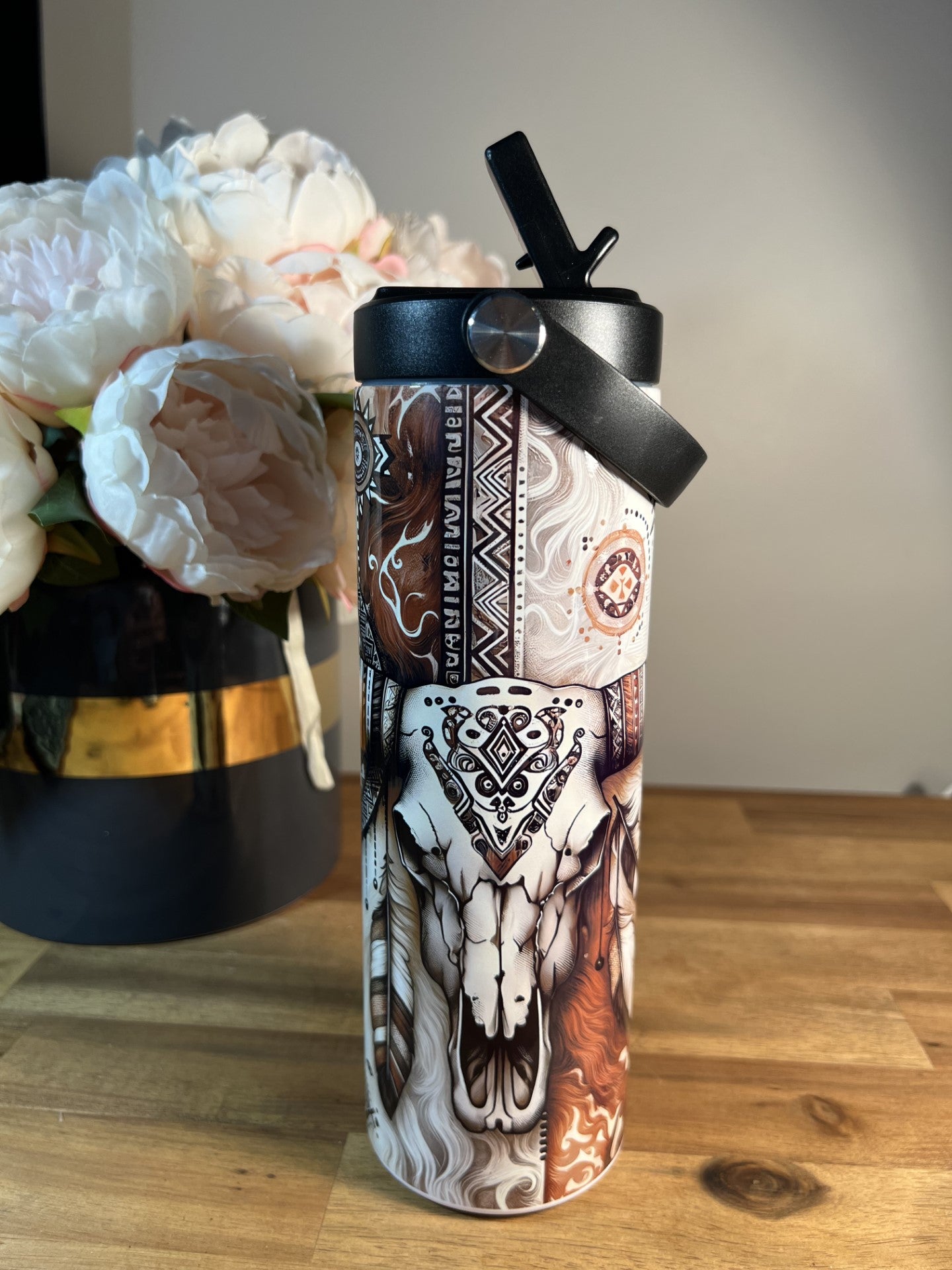 20oz Screw Top Tumbler - Dreamcatcher Cow Skull - CG-10