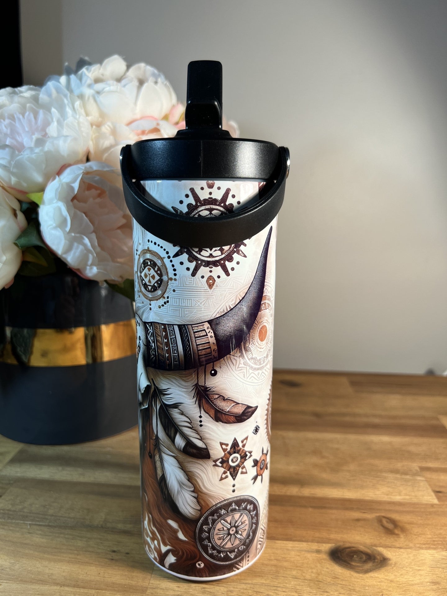 20oz Screw Top Tumbler - Dreamcatcher Cow Skull - CG-10